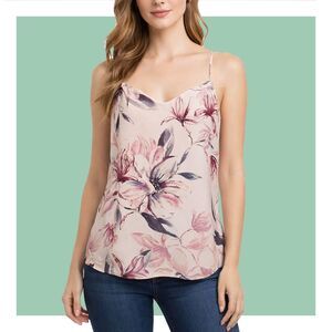 Karen Millen Silk Abstract White & Pink Watercolor Floral Camisole Size 8